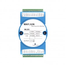 5-CH RTD Pt100 Pt1000 Temperature Signal to RS485/232 Modbus Converter WJ25