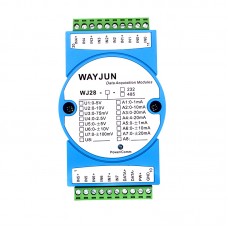 8-CH Analog Signal to RS485/232 with Modbus RTU Remote IO Module WJ28